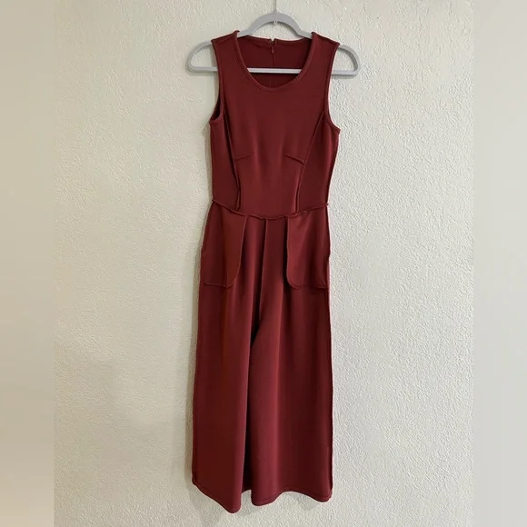 Romeo + Juliet Couture Women’s Burgundy Sleeveless Wide Leg Jumpsuit Size S - Picture 11 of 15
